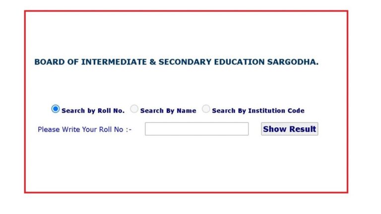 1st Year Result BISE Sargodha Board 2022